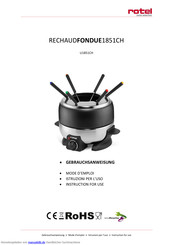 Rotel RECHAUD FONDUE 1851CH Gebrauchsanweisung