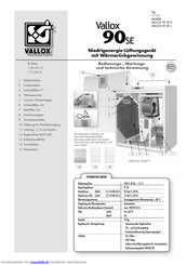 Vallox VALLOX 90 SE L Bedienungsanleitung