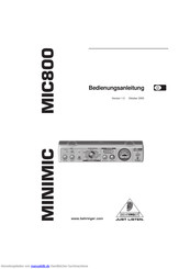 Behringer MINIMIC MIC800 Bedienungsanleitung
