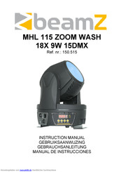 Beamz MHL 115 ZOOM WASH18X 9W 15DMX Gebrauchsanleitung