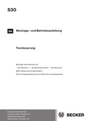 Becker S30 Series Montageanleitung Und Betriebsanleitung