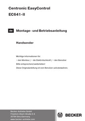 Becker EC641-II Montageanleitung Und Betriebsanleitung