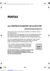 Pentax SMC D FA MACRO 100 mm Bedienungshandbuch