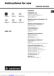 Ariston AVSL125 Bedienungsanleitungen