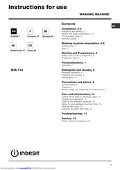 Indesit wia 110 Bedienungsanleitungen