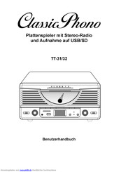 Classic Phono TT-31 Benutzerhandbuch