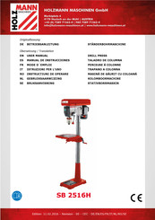 Holzmann SB2516H Betriebsanleitung