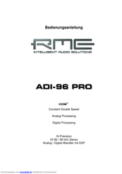 RME Audio ADI-96 pro Bedienungsanleitung