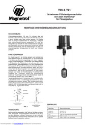 Magnetrol T21 Montageanleitung Und Bedienungsanleitung