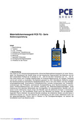 Pce Group PCE-TG - Serie Bedienungsanleitung
