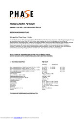 Phase Linear PB FOUR Bedienungsanleitung