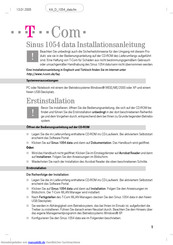 T-COM Sinus 1054 data Installationsanleitung