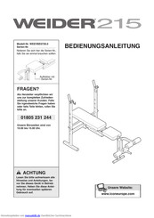 Icon weider 2150 WEEVBE0726.0 Bedienungsanleitung