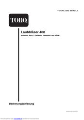 Toro 400 Bedienungsanleitung