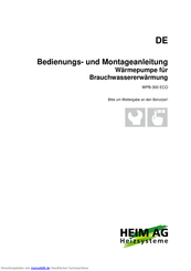 HEIM AG WPB-300 ECO Montageanleitung Und Bedienungsanleitung