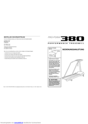 Pro-Form 380 performance Treadmill Bedienungsanleitung