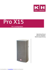 Klein + Hummel Pro X15 Bedienungsanleitung