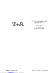 T+A PS 3000 HV Betriebsanleitung