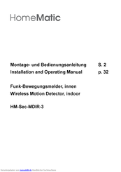 HomeMatic HM-Sec-MDIR-3 Bedienungsanleitung