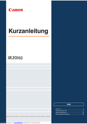 Canon iR2016j Kurzanleitung