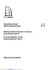 HomeMatic HM-LC-Sw1-Pl-DN-R3 Bedienungsanleitung