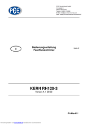 Pce Instruments KERN RH120-3 Bedienungsanleitung
