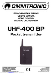 Omnitronic UHF - 400 BP Bedienungsanleitung