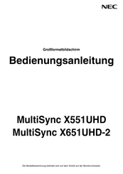 NEC MultiSync X551UHD Bedienungsanleitung