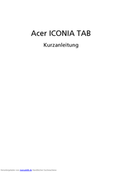 Acer ICONIA Kurzanleitung