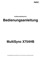 NEC MultiSync X754HB Bedienungsanleitung