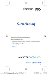 Alcatel one touch 985 Kurzanleitung