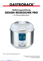 Gastroback Design Reiskocher Pro Bedienungsanleitung
