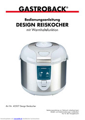 Gastroback Design Reiskocher Bedienungsanleitung