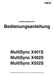 NEC MultiSync X552S Bedienungsanleitung