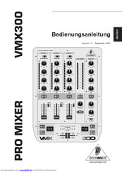 Behringer PRO MIXER VMX300 Bedienungsanleitung