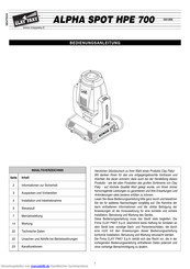 Clay Paky ALPHA SPOT HPE 700 Bedienungsanleitung