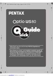 Pentax optio ws80 Schnellstartanleitung