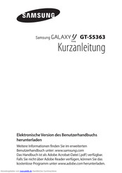 Samsung GALAXY Y GT-S5363 Kurzanleitung