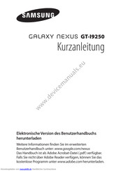 Samsung Galaxy Nexus GT-I9250 Kurzanleitung