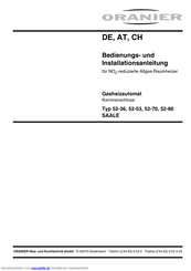 Oranier 52-86 SAALE Bedienungs Und Installationsanleitung Handbuch