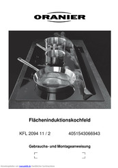 oranier KFL 2094 11 / 2 Gebrauchs- Und Montageanweisung