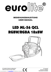 EuroLite LED ML-56 QCL RGBW/RGBA 18x8W Bedienungsanleitung