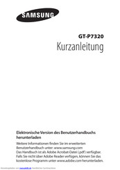 Samsung GT-P7320 Kurzanleitung