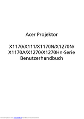 Acer X1170 Benutzerhandbuch