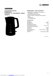 Bosch TWK3A014 Kurzanleitung