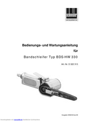 Schneider Airsystems BDS-HW 330 Bedienungsanleitung Und Wartungsanleitung