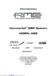 RME Audio Hammerfall DSP SystemHDSPe AES Bedienungsanleitung
