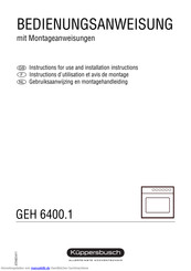 Küppersbusch GEH 6400.1 Bedienungsanweisung Mit Montageanweisungen