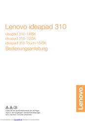Lenovo ideapad 310 Touch-15ISK Bedlenungsanleitung