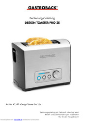 Gastroback DESIGN TOASTER PRO 2S Bedienungsanleitung